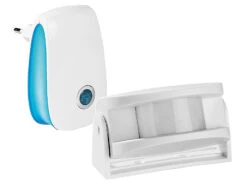 Infactory Funk Bewegungsmelder:Kabellose Funkklingel Mit PIR-Bewegungsmelder Und Steckdosen-Empfänger