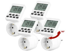 Revolt Zeitschalt-Uhren:4er-Set Digitale Zeitschaltuhren Mit 180° Rotierbarem LCD-Display