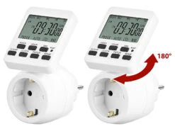 Revolt Steckdose Mit Timer:2er-Set Digitale Zeitschaltuhren Mit 180° Rotierbarem LCD-Display