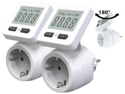 Revolt Stromverbrauchszähler:2er-Set Digitale Energiekostenmesser, 180° Drehbares Display, 3.680 W