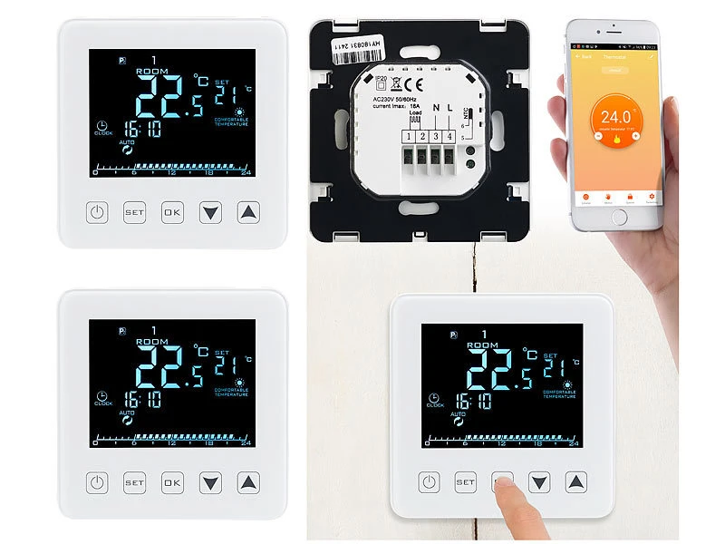Revolt Elesion Thermostat:2er-Set WLAN-Thermostate Für Fußbodenheizungen, Für Siri, Alexa & GA 2 Revolt Elesion Thermostat:2er-Set WLAN-Thermostate Für Fußbodenheizungen, Für Siri, Alexa & GA – Bild 2