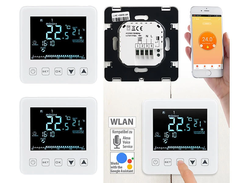Revolt Elesion Thermostat:2er-Set WLAN-Thermostate Für Fußbodenheizungen, Für Siri, Alexa & GA 1 Revolt Elesion Thermostat:2er-Set WLAN-Thermostate Für Fußbodenheizungen, Für Siri, Alexa & GA