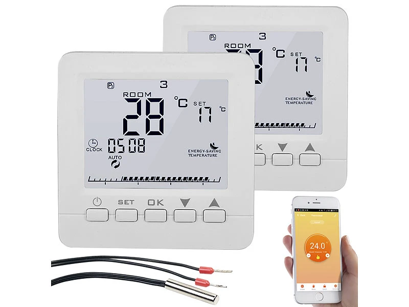 Revolt Wandthermostat:2er-Set WLAN-Thermostate Für Fußbodenheizung, Für Siri, Alexa & GA 2 Revolt Wandthermostat:2er-Set WLAN-Thermostate Für Fußbodenheizung, Für Siri, Alexa & GA – Bild 2