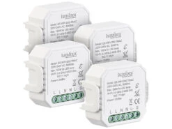 Luminea Home Control Funk Dimmer:4er-Set WLAN-Unterputz-Lichtschalter Und -Dimmer, Mit App