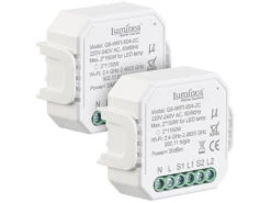 Luminea Home Control Smart Lichtschalter:2er-Set WLAN-Unterputz-2-Kanal-Lichtschalter Mit App & Sprachsteuerung