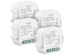 Luminea Home Control WLAN Schalter:4er-Set WLAN-Unterputz-Lichtschalter,App, Für Siri, Alexa&Google Ass.