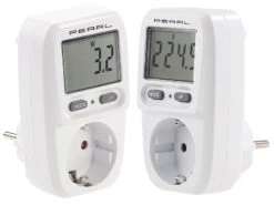 Revolt Strommessgerät:2er-Set Digitale Energiekosten-Messer & Stromverbrauchs-Zähler