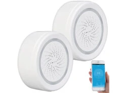 VisorTech Elesion Sirene:2er-Set Alarm-Sirene Mit WLAN & App, Komp. Zu Alexa & Google Assistant -Shop Für Smart-Home-Produkte nx1398 17
