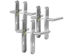 AGT Türgriffe:3er-Set Moderne Edelstahl-Türbeschläge, 6 Türklinken & 6 Langschilder