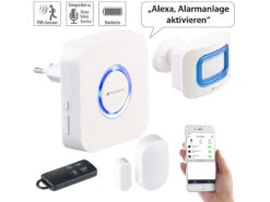 VisorTech WiFi Alarmanlage:4-teilige WLAN-Alarmanlage, Alexa-kompatibel, Für Bis 50 Sensoren, App