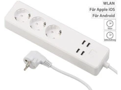 Luminea Home Control WLAN Steckerleiste:WLAN-Steckdosenleiste, 4x USB, Für Siri, Alexa & Google Assistant, 16A