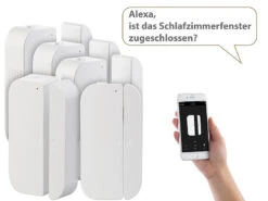 Luminea Fenstersensoren:5er-Set WiFi Tür & Fensteralarm, Alexa Und Google Assistant Komp. -Shop Für Smart-Home-Produkte nx4480 5