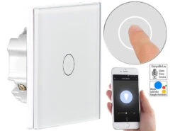 Luminea Home Control Wechselschalter:2er-Set Touch-WLAN-Lichtschalter, Für Siri, Alexa & Google Assistant -Shop Für Smart-Home-Produkte nx4503 5