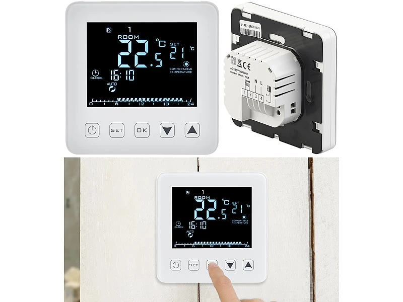 Revolt Raumthermostat Digital:2er-Set Wand-Thermostate Für Fußbodenheizung, LCD, Touch-Tasten 10 Revolt Raumthermostat Digital:2er-Set Wand-Thermostate Für Fußbodenheizung, LCD, Touch-Tasten – Bild 10
