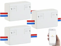 Luminea Home Control WLAN Relais:3er-Set WLAN-Schalter Für Licht & Co., Für Alexa & Google Assistant