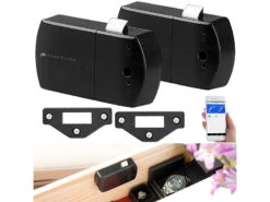 VisorTech Aufschraubschloss Möbel:2er-Set Schubladen- & Schranktüren-Schlösser Mit Bluetooth Und App
