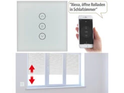 Luminea Home Control Rolladenschalter:Rollladen-Touch-Unterputz-Steuerung Mit WLAN, App Und Sprachsteuerung