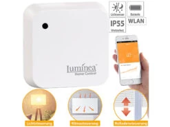 Luminea Home Control Lichtsensor Alexa:4er-Set Wetterfeste WLAN-Licht- & Dämmerungs-Sensoren Mit App, IP55 -Shop Für Smart-Home-Produkte nx4679 8 2