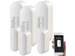 Luminea Home Control Türkontakt WLAN:3er-Set WLAN-Tür- & Fensteralarm Mit App, Für Alexa & Google Assistant -Shop Für Smart-Home-Produkte nx4918 6