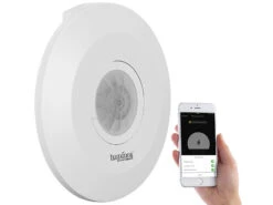 Luminea Home Control WiFi Bewegungsmelder:2er-Set Extra-flacher WLAN-PIR-Bewegungsmelder Mit App, 360°, 230 Volt -Shop Für Smart-Home-Produkte nx4930 6