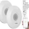Luminea Home Control WiFi Bewegungsmelder:2er-Set Extra-flacher WLAN-PIR-Bewegungsmelder Mit App, 360°, 230 Volt