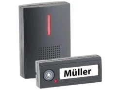 CASAcontrol Funkklingel:Funk-Türklingel, Licht- & Ton-Signal, 100 M Reichweite, IPX4, Schwarz