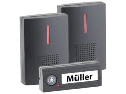 CASAcontrol Funkglocke:Kabellose Funk-Türklingel Mit 2 Empfängern (Licht & Ton), 100 M, IPX4