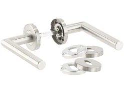 AGT Türgriff Set:Modernes Edelstahl-Türbeschlag-Set, 2 Türklinken Und Rosetten-Garnitur