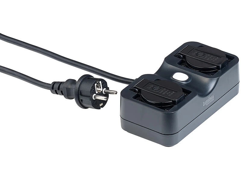 Luminea Home Control WLAN Aufputz Steckdose:2-fach-WLAN-Outdoor-Steckdosenleiste, App, Sprachsteuerung, 15 A, IP44 3 Luminea Home Control WLAN Aufputz Steckdose:2-fach-WLAN-Outdoor-Steckdosenleiste, App, Sprachsteuerung, 15 A, IP44 – Bild 3