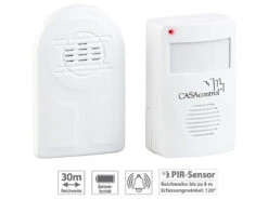 CASAcontrol Bewegungsmelder:Batterie-Funk-Durchgangsmelder, PIR-Bewegungssensor, Klingel-Funktion