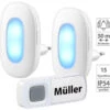CASAcontrol Lichtklingel Funk:Steckdosen-Funk-Klingel Mit Optischem Signal & Zweitem Empfänger, IP54