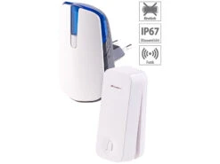 CASAcontrol Türklingel:Steckdosen-Funkklingel Mit Kinetischem Funk-Taster, Licht & Ton