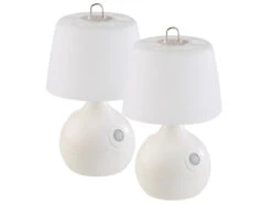 Lunartec Nachttischlampe Kabellos:2er-Set LED-Tischlampe, PIR- & Licht-Sensor, Warm- & Tageslichtweiß -Shop Für Smart-Home-Produkte nx9908 2