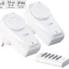 Revolt Funksteckdose Außen:2er-Set Outdoor-Funksteckdosen Mit Fernbedienung, IP44, Bis 3.680 Watt