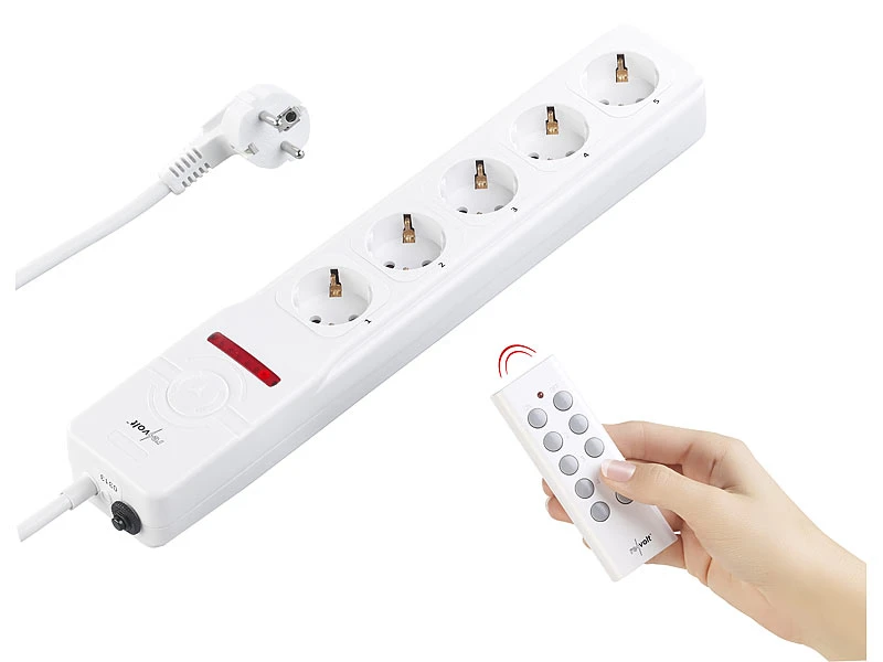 Revolt Funksteckdosenleiste:5-fach-Funk-Steckdosenleiste, Einzeln Schaltbar, Fernbedienung, 2300 W 1 Revolt Funksteckdosenleiste:5-fach-Funk-Steckdosenleiste, Einzeln Schaltbar, Fernbedienung, 2300 W