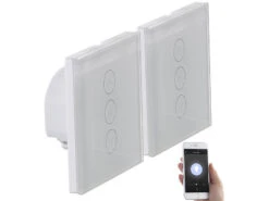 Luminea Home Control Smart Home Lichtschalter:2er-Set Touch-Lichtschalter & Dimmer, Für Alexa & Google Assistant -Shop Für Smart-Home-Produkte zx1324 10
