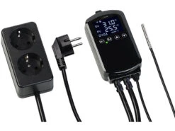Revolt Temperatur Schalter:Digitaler Temperaturregler Für 2 Heiz- & Klimageräte, Display, 3.680 W