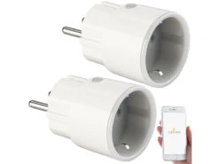 Luminea Home Control WLAN Stecker:2er-Set Mini WLAN-Steckdose, App, F. Amazon Alexa, Google Assist., 16A