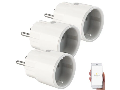Luminea Home Control Zeitschaltuhr Mit App:3er-Set Mini WLAN-Steckdose, App, F. Amazon Alexa, Google Assist., 16A -Shop Für Smart-Home-Produkte zx2866 1