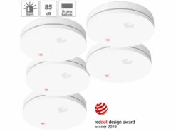 VisorTech Rauchmelder VdS:5er-Set Fotoelektrische Slim-Rauchwarnmelder, 10-Jahres-Batterie, VDS