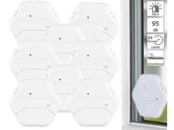 VisorTech Glasbruchsensor:8er-Set Extradünne Glasbruchmelder, 2 Stufen, 95 DB, 54 Monate