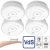 VisorTech Rauchmelder 10 Jahre:4er-Set Fotoelektrische Rauchwarnmelder Mit 10-J.-Batterie, 85 DB, VdS