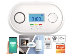 VisorTech Kohlenmonoxid Warner:WLAN-Kohlenmonoxid-Melder, LCD-Display, App, 85dB, Gem. DIN EN 50291-1