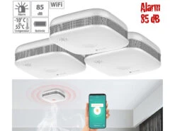 VisorTech WiFi Rauchmelder:3er-Set WLAN-Design-Rauchmelder Mit Weltweiter App-Benachrichtigung