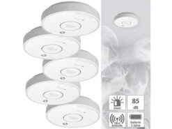VisorTech Rauchmelder Funkvernetzt:5er-Set Drahtlos Vernetzbare Funk-Rauchwarnmelder, 85 DB