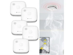 VisorTech Rauch-Melder-Alarmanlage:5er-Set Drahtlos Vernetzbare Funk-Rauchwarnmelder, 5-Jahres-Batterie