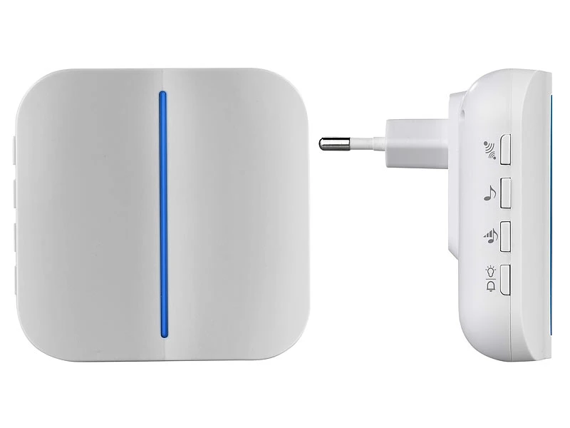 Somikon Klingel:WLAN-Steckdosen-Empfänger & Kinetischer Klingelknopf, App, 100m, 80dB 9 Somikon Klingel:WLAN-Steckdosen-Empfänger & Kinetischer Klingelknopf, App, 100m, 80dB – Bild 9