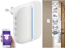 Somikon Klingel:WLAN-Steckdosen-Empfänger & Kinetischer Klingelknopf, App, 100m, 80dB 24 Somikon Klingel:WLAN-Steckdosen-Empfänger & Kinetischer Klingelknopf, App, 100m, 80dB -Shop Für Smart-Home-Produkte zx5003 8