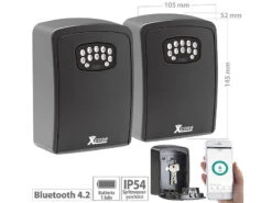 Xcase Bluetooth-Schlüsselsafe:2er Set Mini-Schlüssel-Safe Mit Bluetooth Und App, IP54