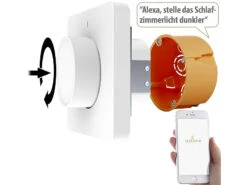 Luminea Home Control Smart Dimmer:2er-Set WLAN-Unterputz-Lichtschalter Mit Dreh- & Drück-Funktion, App -Shop Für Smart-Home-Produkte zx5073 12